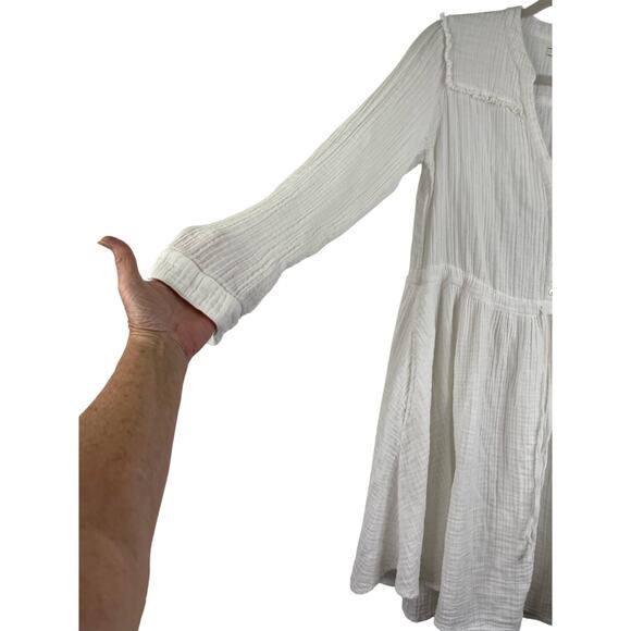Xirena White Gauze Fit & Flare Minimalist Peasant Dress Size Small 100% Cotton - Picture 4 of 15